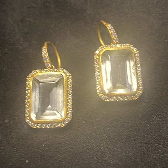Julie Vos Clara Luxe Clear Crystal 24k Gold Earrings - Picture 2 of 4